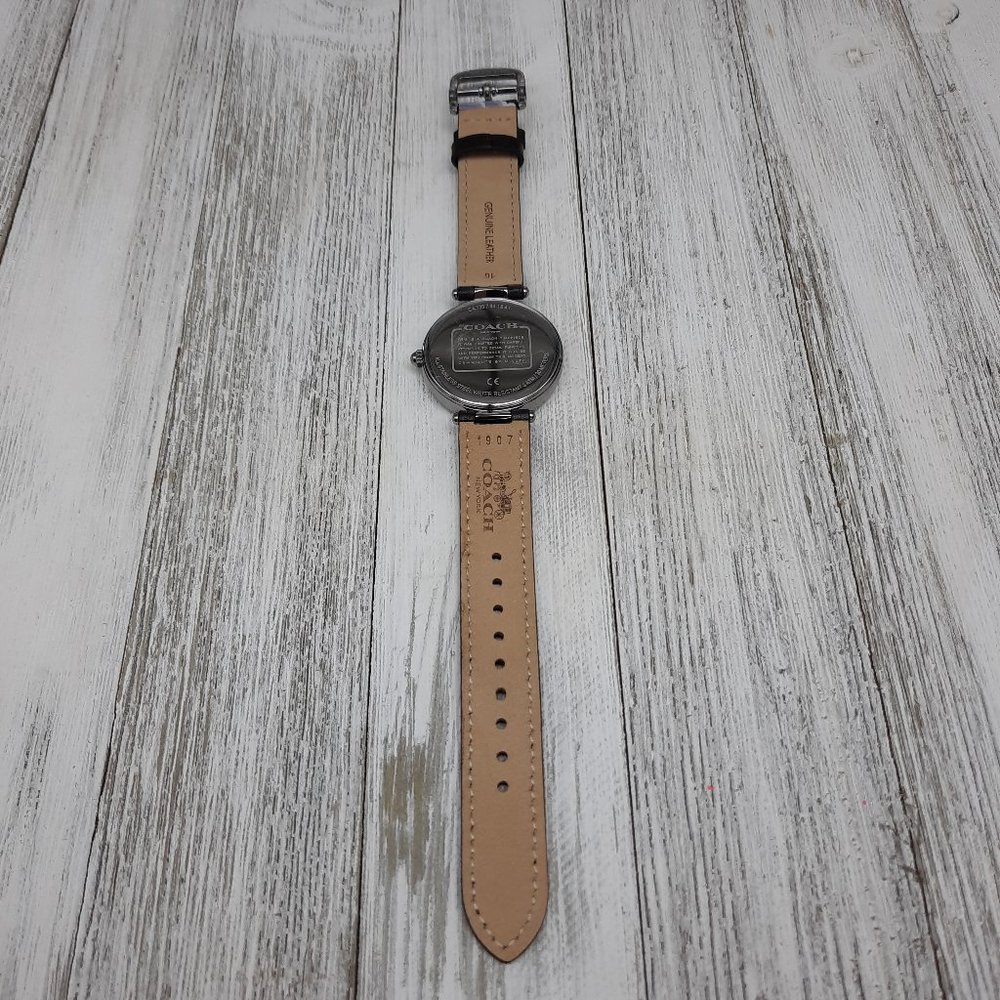 Coach Park Black Floral Print Leather Strap Watch - Picture 6 of 10